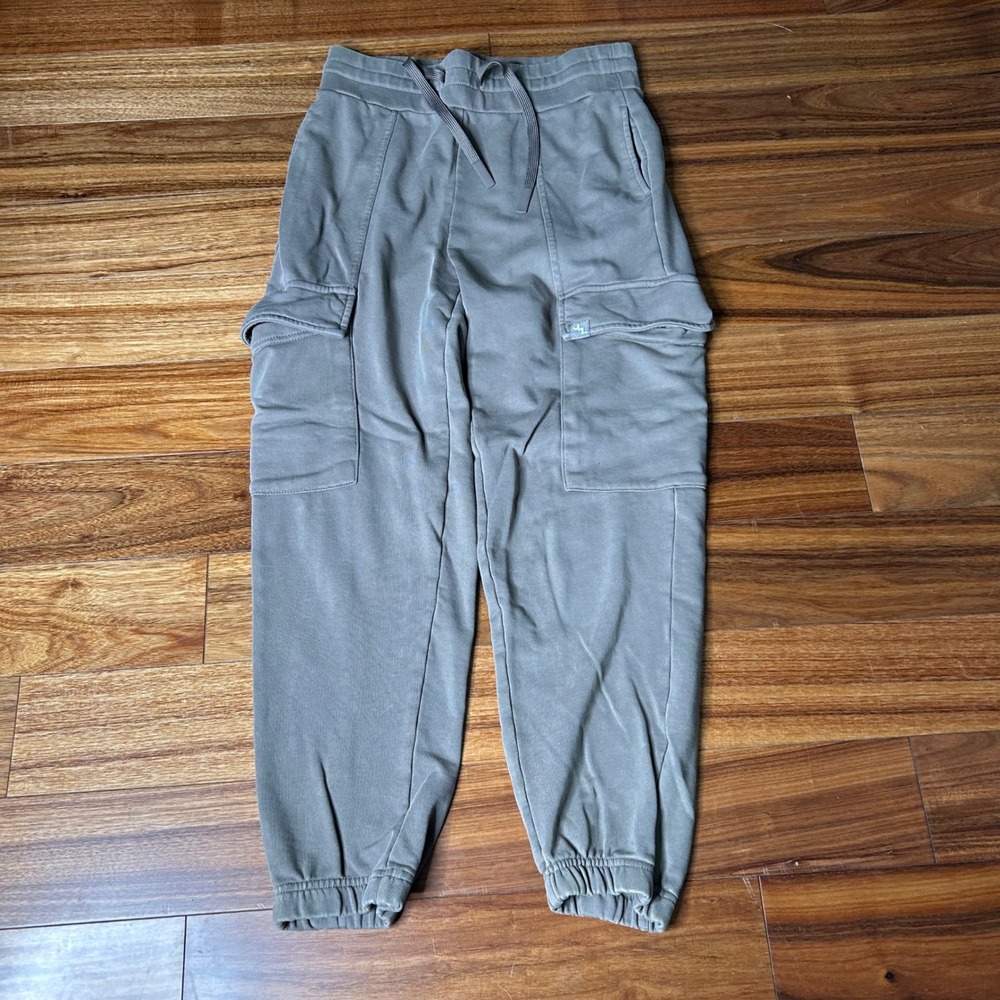 Olive Green‎ baggy Cargo Joggers Drawstring Waist Utility Pockets Casual Pants